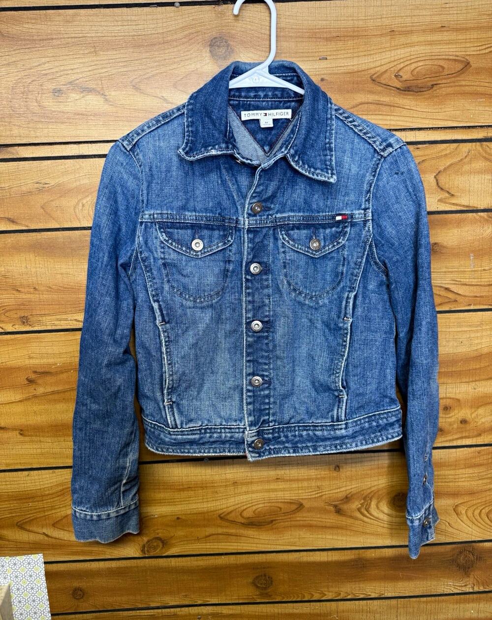Y2K 2004 Tommy Hilfiger Women’s Dark Denim Jacket Sz Medium Cotton